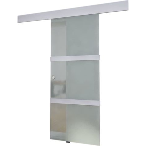 Porte coulissante Verre et aluminium 178 cm Argenté