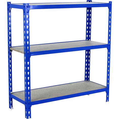 SimonRack Scaffale Portaoggetti, 1000x1000x300 mm, 3 Ripiani in Legno, Portata 150 kg per Ripiano, Scaffale da Garage, Blu/Legno – Maderclick (1/3)