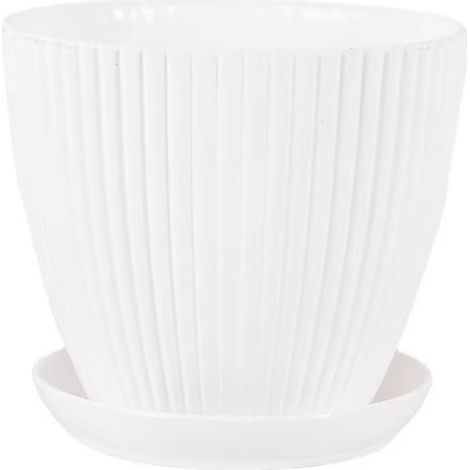 Macetas de interior de 19 cm con orificios de drenaje y platillo en la base macetas decorativas modernas (blancas, 5 unidades). (1/5)