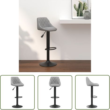 The Living Store Tabouret de bar Gris clair Velours - Tabouret De Bar - Tabouret De Comptoir - Chaise De Bar - Chaise De Comptoir - Fauteuil De Bar (1/5)
