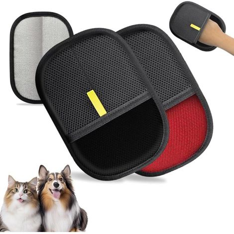 Lot de 2 gants pour enlever les poils d'animaux, adaptés aux chiens et aux chats, réutilisables et basés sur le principe de l'électricité statique. (1/5)