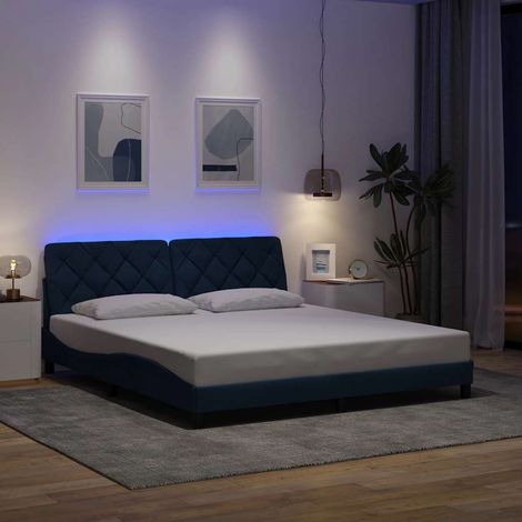 vidaXL Giroletto con LED senza Materasso Blu 180x200 cm in Tessuto (1/4)