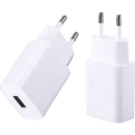 Lot de 2 chargeurs USB 5V/1A avec adaptateur secteur pour téléphones portables, liseuses, casques audio et montres connectées