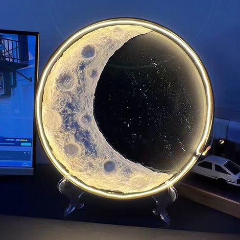 Veilleuse en forme de lune bricolage lampe demi décorative pour la maison chevet bureau et chambre à coucher (1/4)
