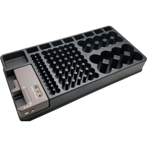 Boîte de Rangement en Plastique Noir avec Testeur Amovible pour Batteries AA 9v, Compartiments Classés pour Organiser Jusqu'à 98 Piles, pour Tiroirs et Placards (1/5)