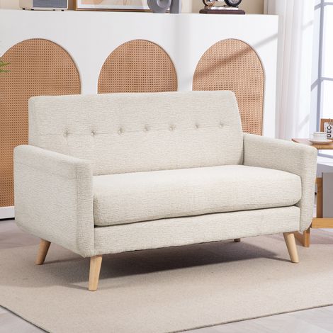 Canapé deux places confortable, 134 x 71 x 82 cm, beige (1/5)