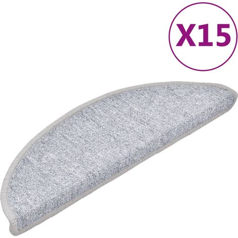15 Stk. Treppenmatten Hellgrau 56 x 17 x 3 cm vidaXL