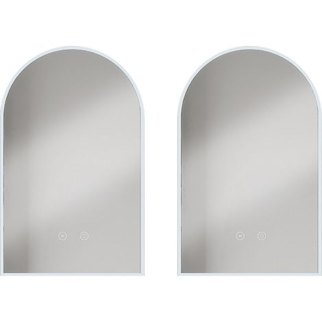 Specchio per bagno ad arco antiappannante a LED L50 x H80 cm - Lotto di 2 - ARCADI