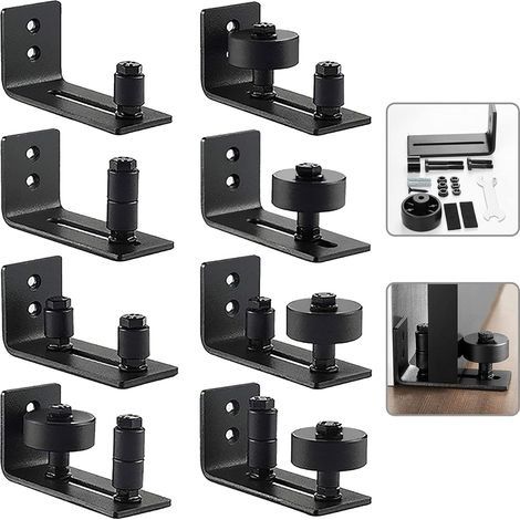 Guide de Plancher 8 en 1 Guide de Porte Coulissante Réglable Guide au Sol Mur/Bas de Porte Guide Kit de Guide Porte Coulissante Guide de Plancher Inférieur de Porte Bas de Porte de Grange (1/5)