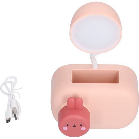 Lampe de Bureau LED Lapin Mignon avec Aiguiseur Crayon, USB pour Chambre Bureau Scolaire Rose (1/5)