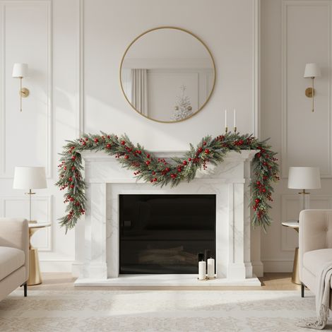 Festone natalizio con bacche rosse per decorazioni da interno lunghezza 180 cm (1/4)