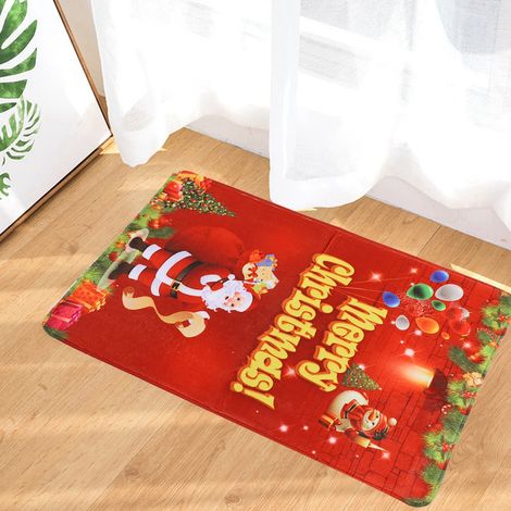 Tapis de sol antidérapant décoratif pour la maison, la salle de bain et la cuisine, motif Père Noël (1/5)