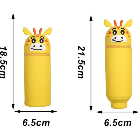 Boîte à crayons porte-stylo girafe cadeau mignon articles mignons boîte à crayons dessin animé enfants tube à stylo en silicone mignon petit animal forme porte-stylo rangement crayon (1/5)