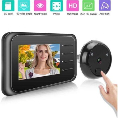 Sonnette vidéo de 2,4 pouces avec vision nocturne, caméra numérique LCD et objectif grand angle de 90°, idéale pour un usage domestique. (1/3)