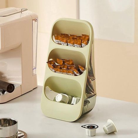 Organizador de bolsitas de té - almacenamiento de 3 niveles para té - verde (1/5)