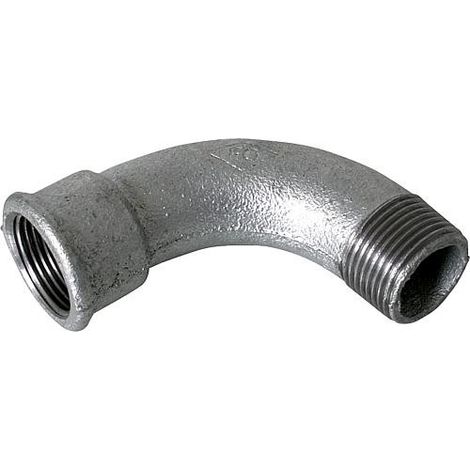 Hermann Schmidt Temperguss coude 3/4&quot, 90 degrés filetage intérieur/filetage extérieur, long, zingué (1/3)