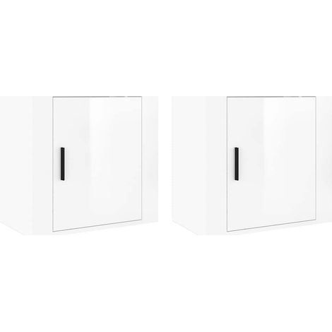 Maison Exclusive - Mesitas de noche de pared 2 uds blanco brillan (1/5)