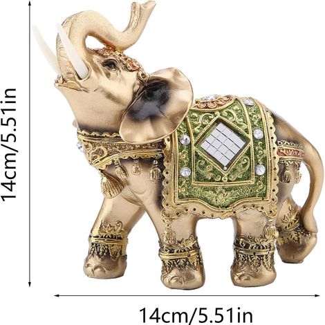 1 Statue éléphant,Résine,Vert,Décoration maison,bureau,hôtel,Feng Shui (1/5)
