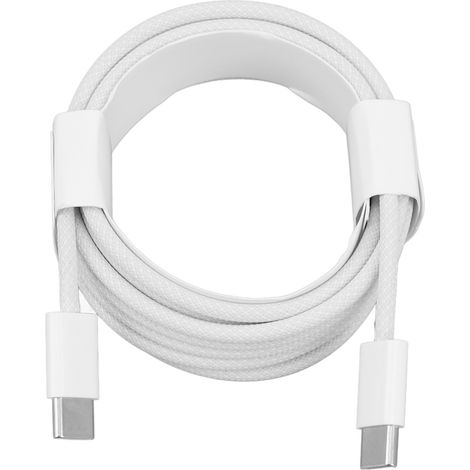 Câble de charge USB-C de 2 m (6,6 pi) 60 W, gainé de nylon tressé, charge rapide, compatible iOS 15 et Galaxy S23/S22 (blanc). (1/5)