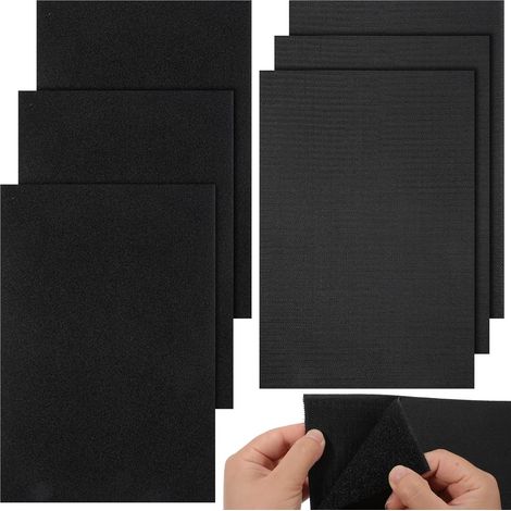 Nähklett, 6er-Set, 20 x 30 cm, schwarzer Klettverschluss, breit, für Stoffe, Textilien, Kleidung, Kissen, Schuhe