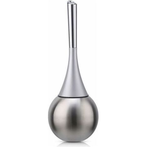 Porte-brosse WC autoportant en acier inoxydable finition brossée polie ensemble WC salles de bains (brosse incluse)-argent (1/5)