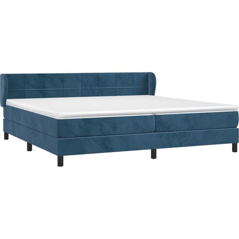 vidaXL Sommier à lattes de lit et matelas Bleu foncé 200x200cm Velours