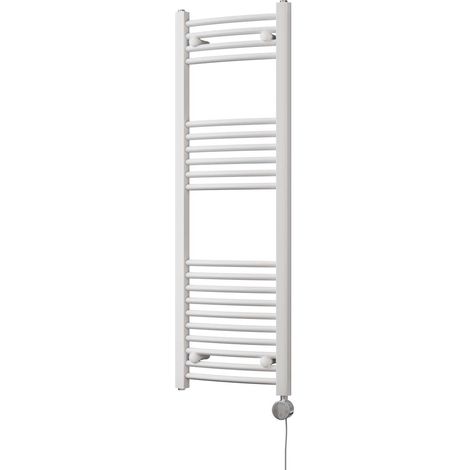 Zennor - White Electric Towel Rail H1200mm x W400mm Curved 400w Thermostatic (1/3)