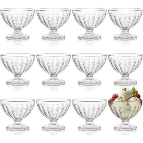 Coppette da gelato in acrilico trasparente – Set da 12 (236,8 ml) per dessert, coppe gelato, insalate e cocktail