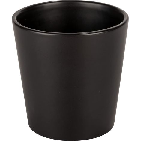 Pot à herbes noir, récipient pour herbes aromatiques, céramique, boîte décorative pour poser les herbes sur la table ou à côté du grill, ∅ 13 x 13 cm, noir (1/5)