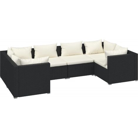 Maison Exclusive - Set Mobili da Giardino 6 pz con Cuscini in Polyrattan Nero