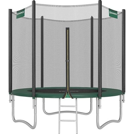 Songmics – Trampoline extérieur Ø 244 cm – Échelle amovible – Filet de sécurité – Charge maximale 80 kg – Cadre en acier galvanisé
