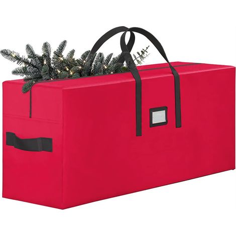 Sac de rangement pour sapin Noël Matériau imperméable et résistant avec fermeture éclair à l'humidité 122 x 38 x 51 cm 122 51 cm 38 x Rouge (1/5)