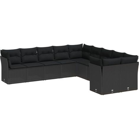 Maison Exclusive - Conjunto de sofás de jardín 13 pcs Negro ratán