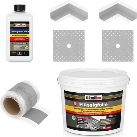 Dichtset Flüssigfolie 9,5 kg Dusche Dichtband Dichtfolie Tiefengrund Dichtecke (1/5)