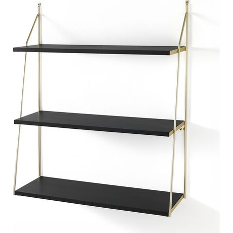 Estante de pared moderno negro con estructura dorada Charles Big Black (1/3)