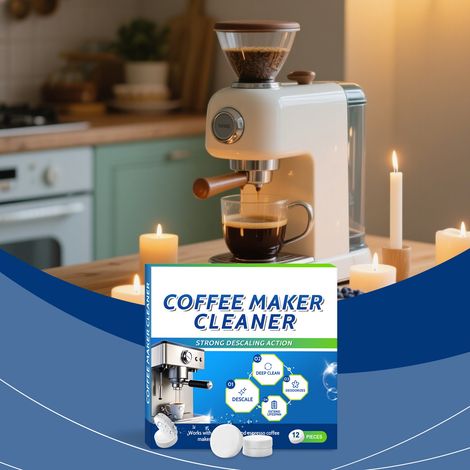 Coffee machine cleaning tablets, gentle daily cleaning for micro-scale and limescale removal, portable and universal for coffee machine cleaning and care -- 12 pieces (1/5)