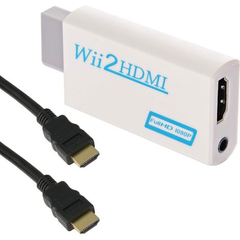 Adaptateur Wii HDMI - Conversion Vidéo Audio Numérique - Sortie 1080p 60 Hz - Compatible NTSC PAL - Pour TV HD Smart - Câble HDMI 1,5 m Inclus (1/5)