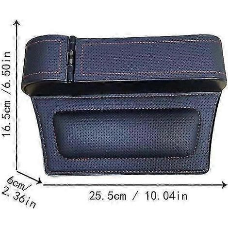 Organisateur de siège auto, boîte de rangement à ressort, combleur d'espace, organisateur multifonctionnel en cuir 25,5 x 16,5 x 6 cm, réglable pour B (1/5)