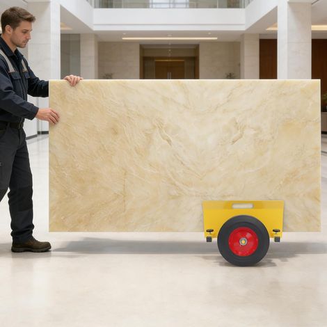 Plattenwagen, Plattentransporter mit 10'' Vollräder, Plattenroller bis Tragfähigkeit 490 kg, Transportwagen, Plattenkarre, für Wandpaneelen, Gipsplatten, Holzbrettern Vielem Mehr (1/5)