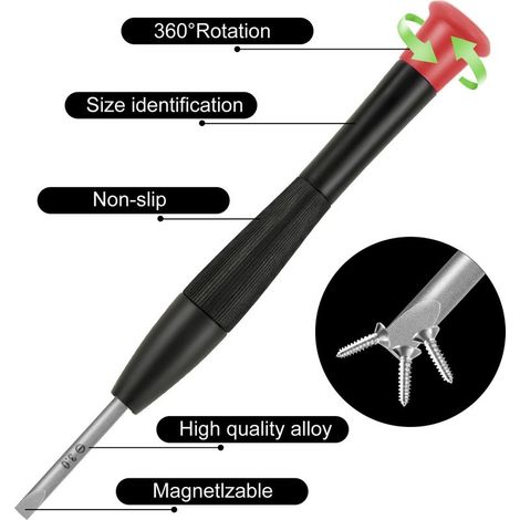 24 Mini-Schraubendreher, Präzisionsschraubendreher für Reparaturen an Brillen, PCs, PS4, Uhren, Schmuck, Handys, 2 Pinzetten, Magnetisierer und Aufbewahrungsbox (1/5)