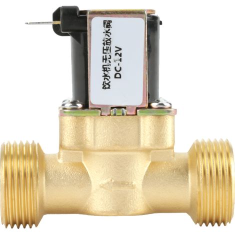 Électrovanne 2 voies 12 V G3/4 en laiton N/C normalement fermée, sans régulation de pression (1/5)