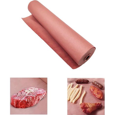 Papier sulfurisé pour griller, 1 rouleau, 30,48 cm x 11 m, papier en pâte de bois résistant à la chaleur, idéal pour les grillades, rose (1/5)