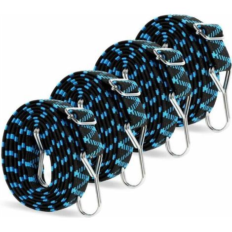 Tendeurs Elastique Plat avec Crochets 2M,Sandow Reglable Elastique avec Crochet Métal,Corde Elastique pour Bagages, Sangle Demenagement Elastique Large pour Velo,Moto,Voiture,Bache,Camping,Remorque (1/5)