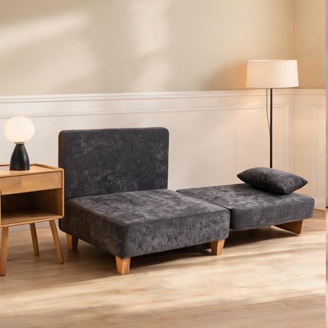 Fauteuil convertible 2-en-1 gris foncé 94 x 63 x 89 cm (1/5)