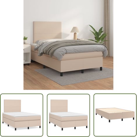 The Living Store Sommier à lattes de lit avec matelas Cappuccino 120x200 cm - Lit Plateforme - Lit Double - Literie - Chambre À Coucher - Meuble De Rangement (1/5)
