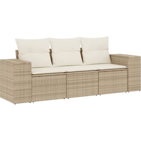 Maison Exclusive - Juego de sofás de jardín con cojines beige 3 p (1/3)
