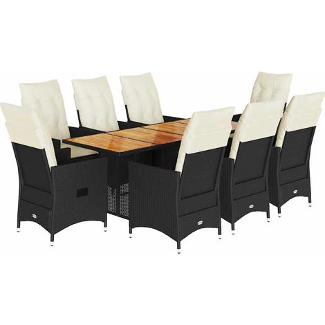 Maison Exclusive - Set da Pranzo da Giardino 9 pz con Cuscini Nero in Polyrattan (1/5)