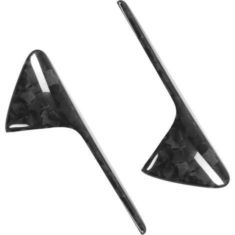 Une paire de baguettes de finition pour les grilles d'aération des caméras d'ailes latérales, en véritable fibre de carbone, compatibles avec la Tesla Model 3 SXY, avec un motif marbré brillant. (1/5)