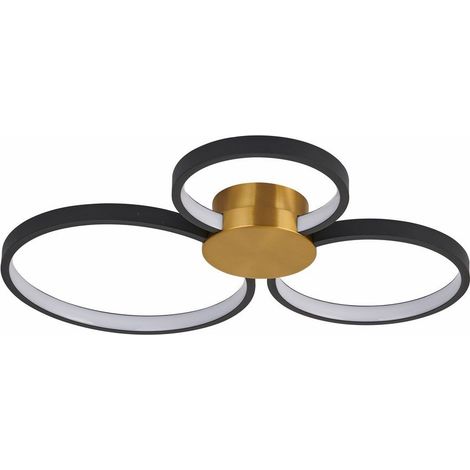 Plafonnier LED moderne noir/or 3 anneaux 24W Reality (1/2)