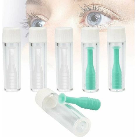 Lot de 6 ventouses pour lentilles de contact rigides RGP, en silicone sécurisé, outil de retrait, avec étui de protection individuel, réutilisable
